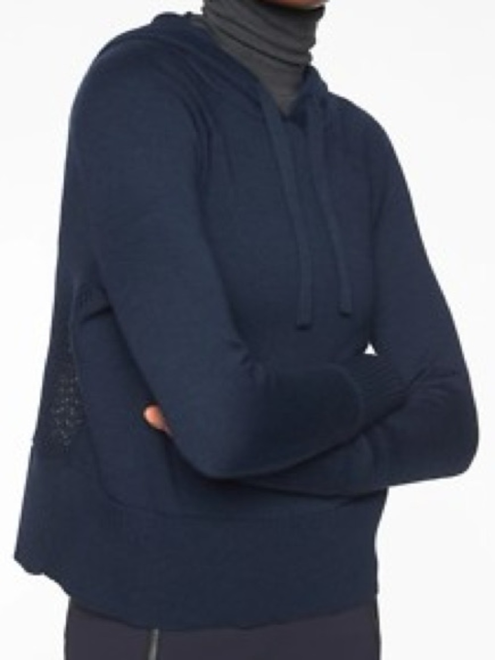 Athleta Verona Merino Wool Hoodie Sweater Midnight Blue Hiking Soft Cozy   G7